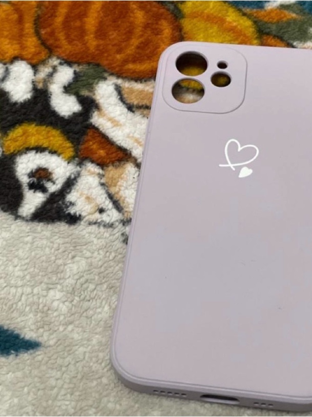Lilac Silicone Phone Case with Heart Accent